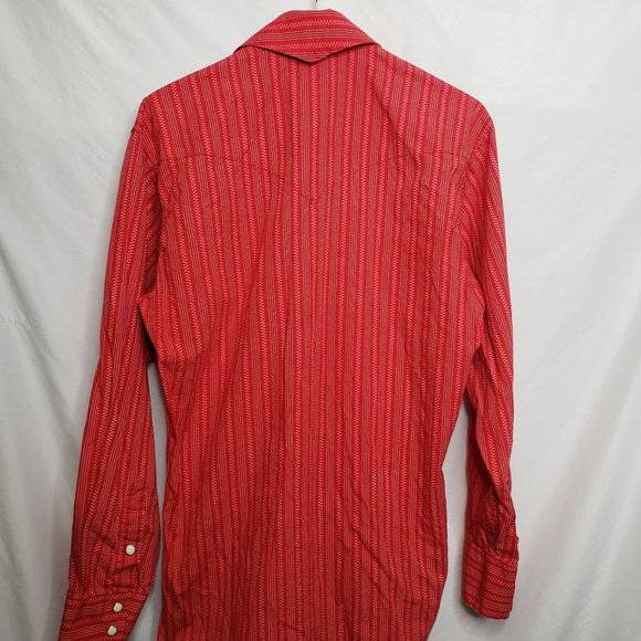 Panhandle Slim B & D Brooks and Dunn Western Shirt Red With White Pearl Snaps - Picture 6 of 6